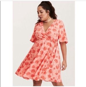 Torrid Size 26 Peach Faux Wrap Dress